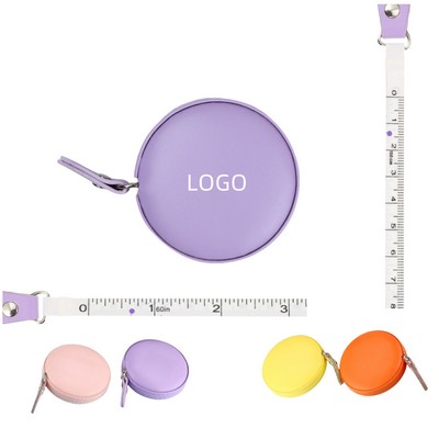 Portable Mini Adorable Retractable Pu Leather Measuring Tape