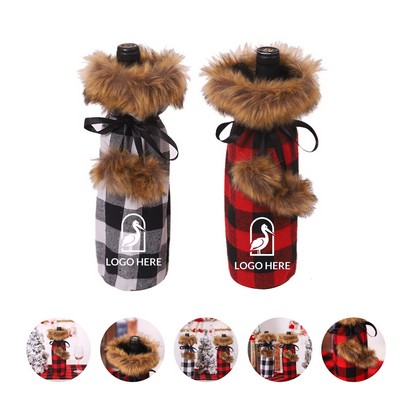 Plush Wine Bottle Cover (Christmas Design, Insulating)